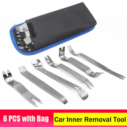 Car Inner Removal Tool 6pcs Kit Auto Car Radio Door Clip Panel Audio Removal Installer Pry Tool with Canvas Bag