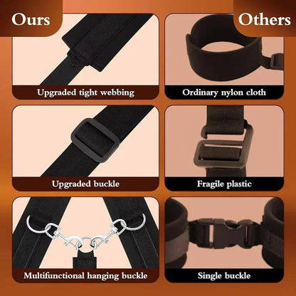 BDSM Bondage Restraint Kit for Couples – Adjustable Neck Collar & Wrist Cuffs Set (SM Sex Toys for Women & Men)
