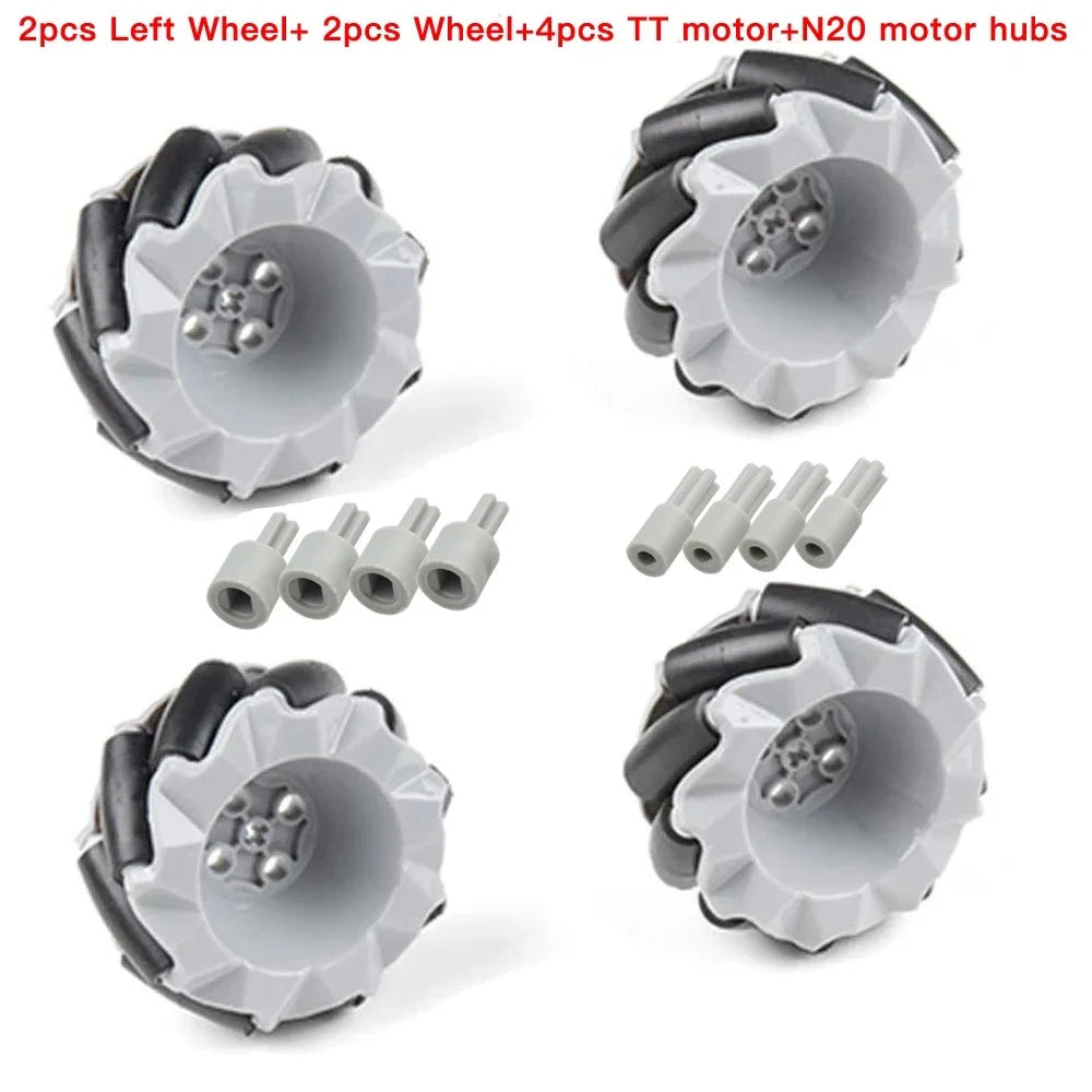 4pcs/set Mecanum Wheel Universal Omnidirectional Wheel for Legos TT N20 Motor Smart Car Robot Parts DIY Building Block Tire Toy