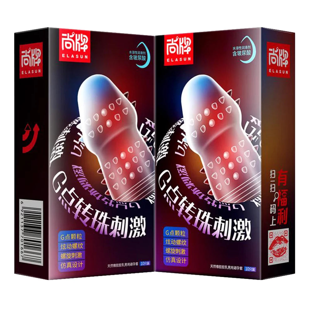 Elasun Condoms Delay for Men with Mustache Mutual Climax Orgasm Ribs Penis Sleeves for Men Delay Ejaculation G Spot Sex Toy