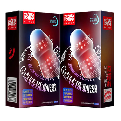 Elasun Condoms Delay for Men with Mustache Mutual Climax Orgasm Ribs Penis Sleeves for Men Delay Ejaculation G Spot Sex Toy