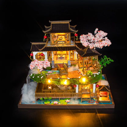DIY Wooden Miniature Building Kit Doll Houses with Furniture Chinese Ancient Casa Dollhouse Handmade Toys for Girls Xmas Gifts