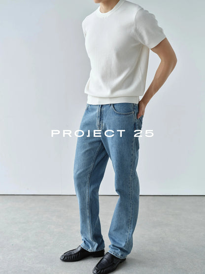 PROJECT 25 Mens Vintage Indigo Wash Jeans Japan KUROKI Okayama Denim Fabric Slim Straight Fit Business Commuter Casual Pants