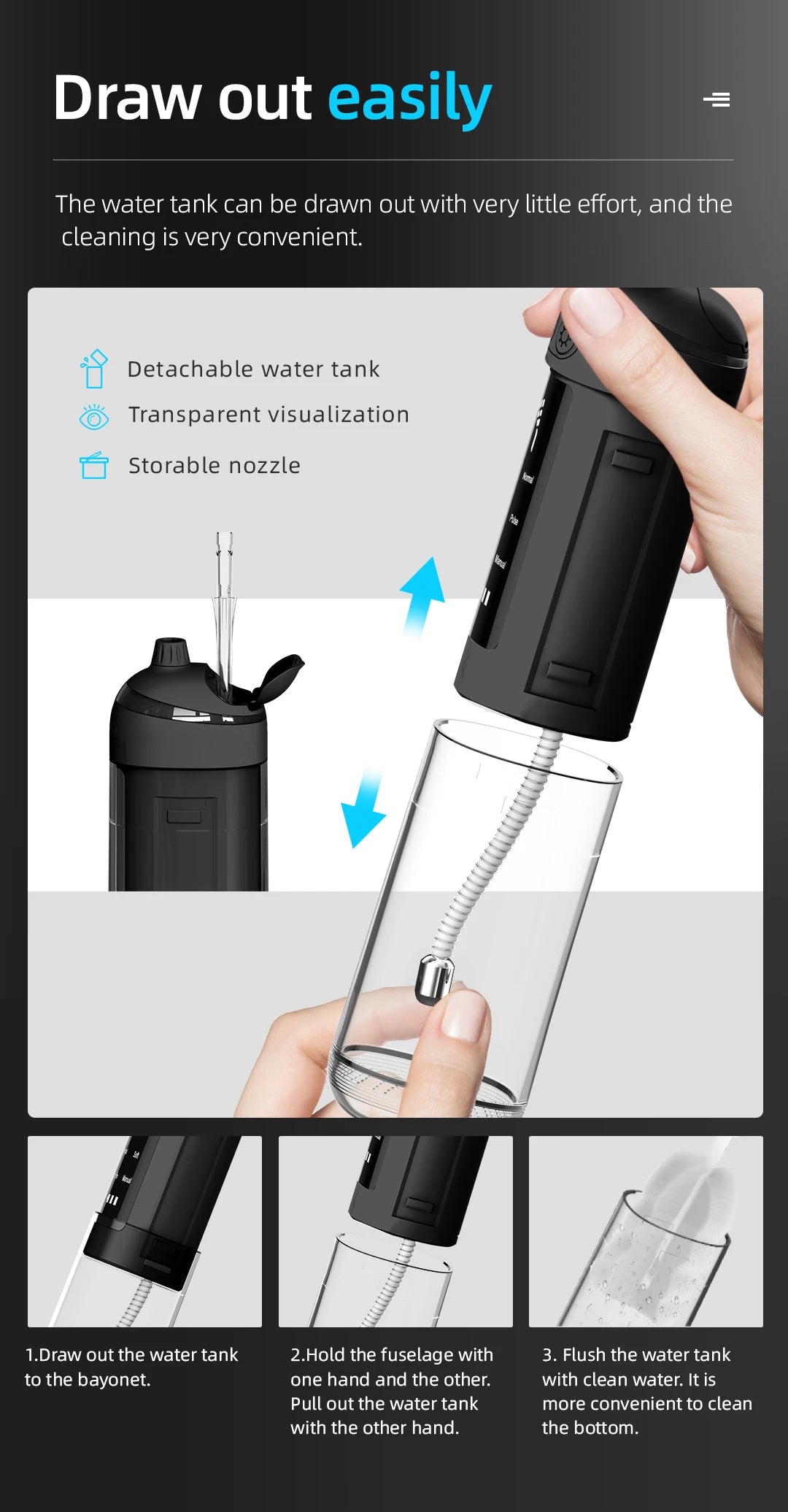 Water Flosser Oral Irrigator Tooth Scaler 6 models 40-140PSI Rechargeable Dental Water Jet IPX7 Waterproof Teeth Cleaner