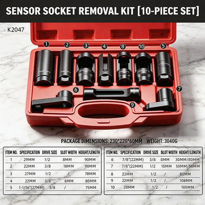 Universal Oxygen Sensor Socket Set O2 Lambda Sensor Removal Tool Kit Automotive Wrench Remover Installer Multi Size Box Tool