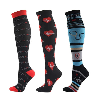 3/5/6 Pairs Compression Socks Exercise Mountaineering Running Sports Socks Elastic Medical Blood Circulation Swelling Nurse Sock