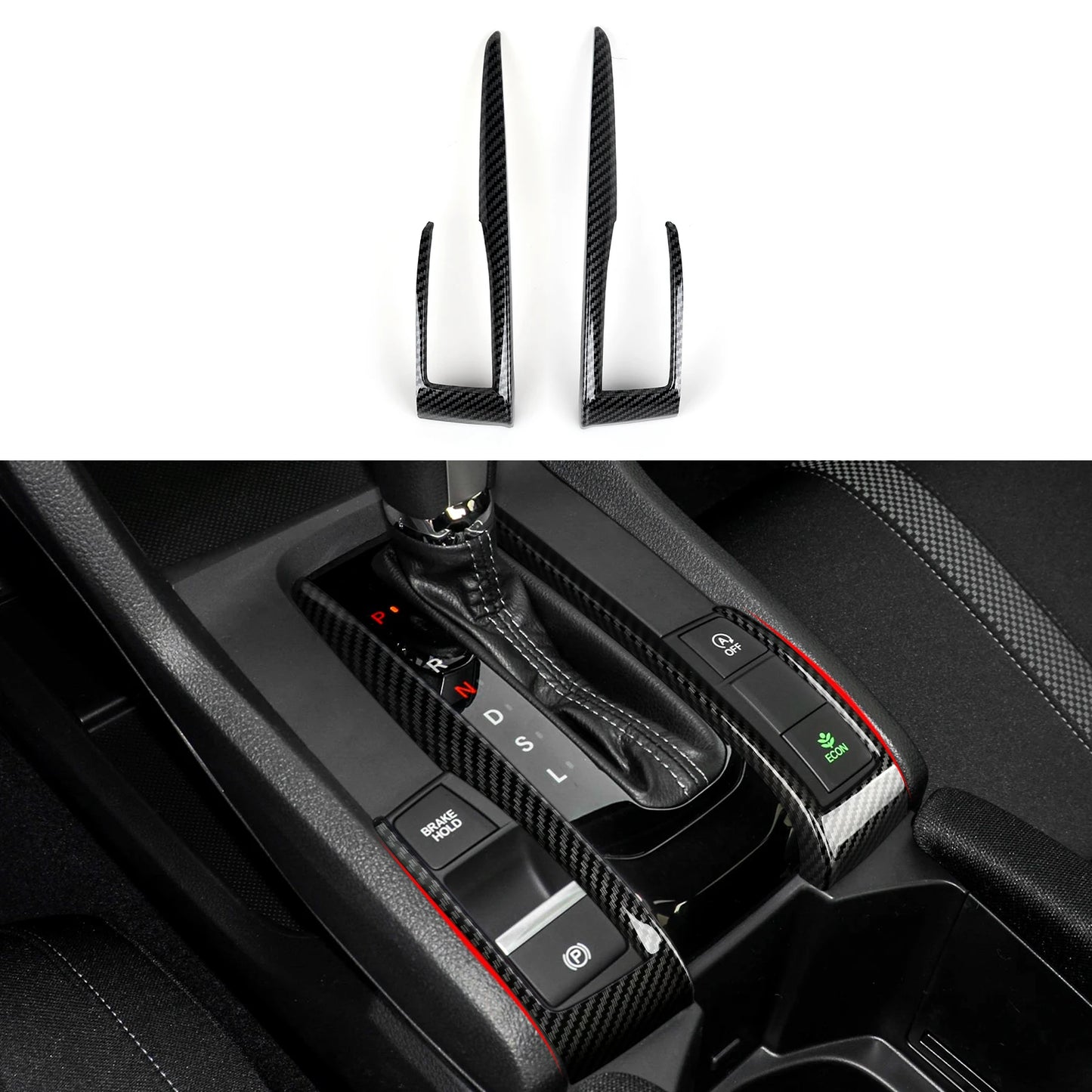 For Honda Civic 10th Gen (2016 -2021) Interior Accessories, Car Center Console Gear Shift Panel , Carbon Fiber ABS Trim Sticker