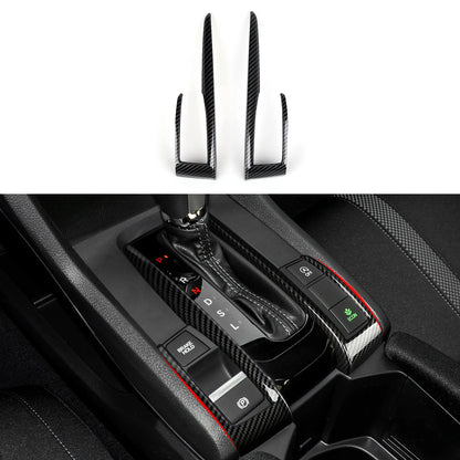For Honda Civic 10th Gen (2016 -2021) Interior Accessories, Car Center Console Gear Shift Panel , Carbon Fiber ABS Trim Sticker