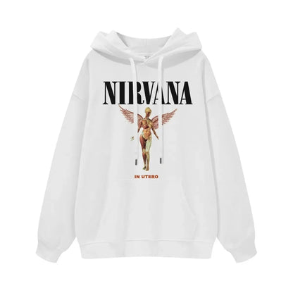 Classic Rock Band Nirvana Kurt Cobain Graphic Print Hoodie Men Women Loose Oversize Sweatshirt Streetwear Harajuku Wind Pullover