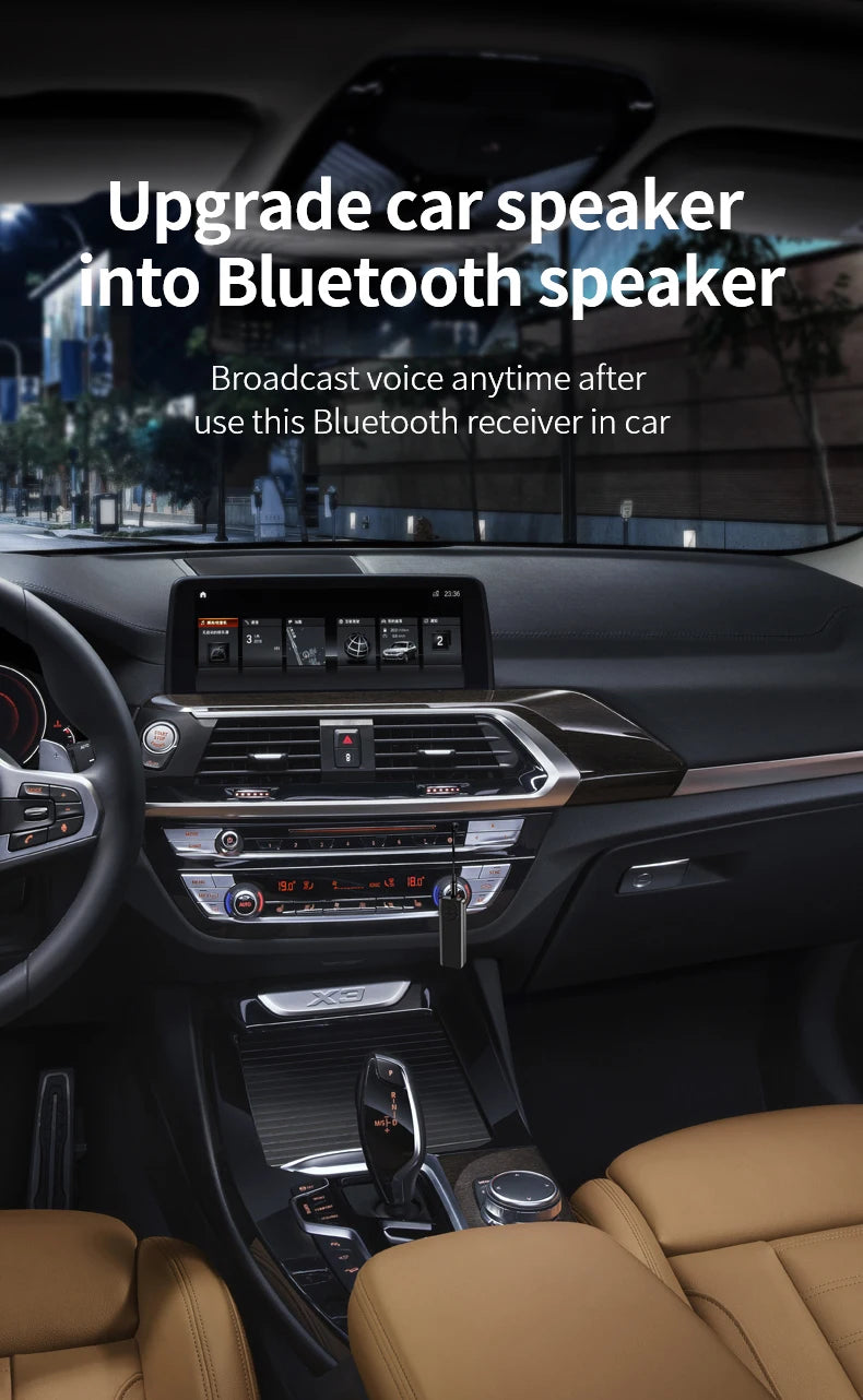 Bluetooth 5.3 Receiver Adapter Wireless Audio Adapter 3.5mm AV/AUX Jack ANC+ENC Active Noise Reduction Reciever For Car PC
