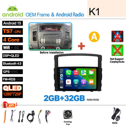 Android 16Carplay For Mitsubishi Pajero 4 V80 V90 2006 2007 -2014 Car Radio Video GPS Navigation Player Unit Multimedia Stereo