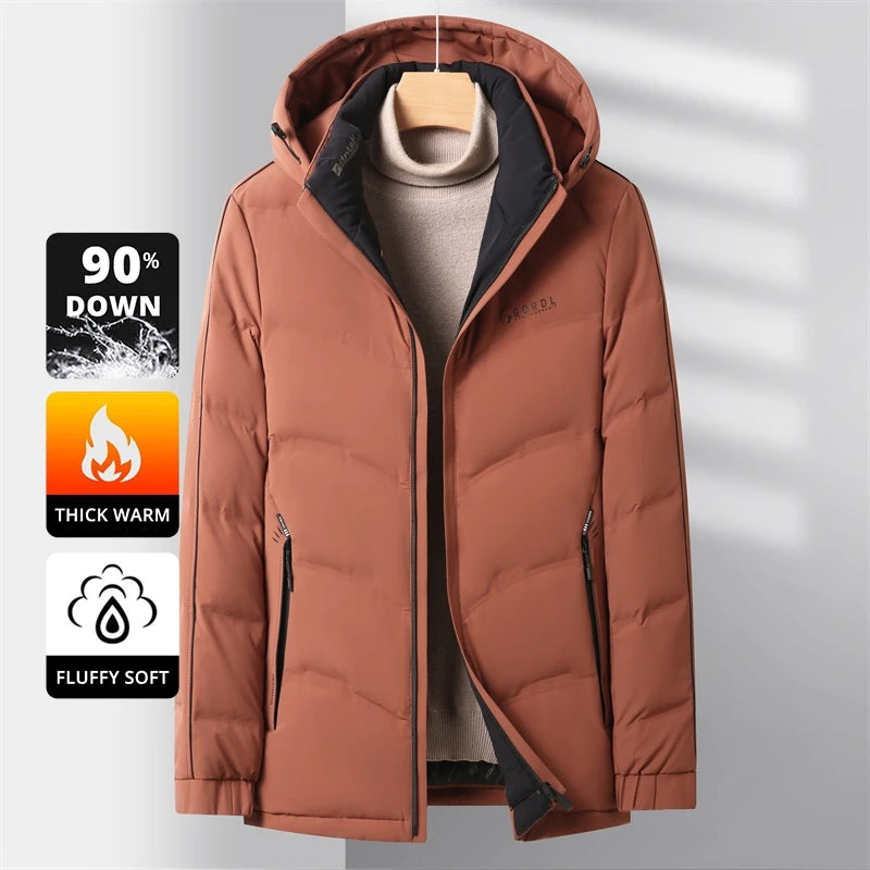 High End Thick Hooded Fashion Windbreaker Casual Brand Mens Parkas Winter Warm Feather Puffer Jacket Outwear Down Jacket