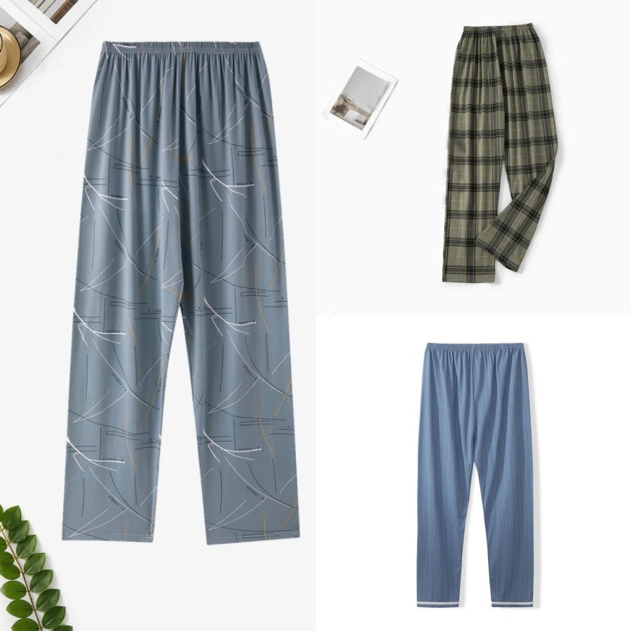 Pajama Pants Men's Pants Autumn and Winter 2025 New Printed Loose Pants Pure Cotton Spring & Fall Home Pants