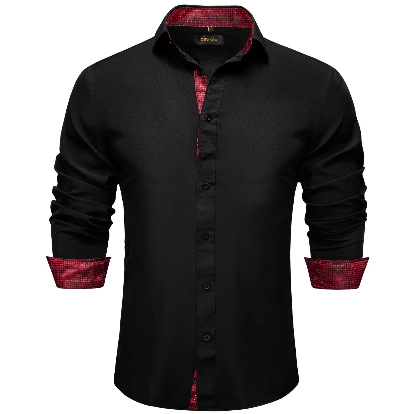 Men Shirts Long Sleeve Black and Green Contrast Color Tops Casual Fashion Polyester Dress Shirt Business Party Men Clothing