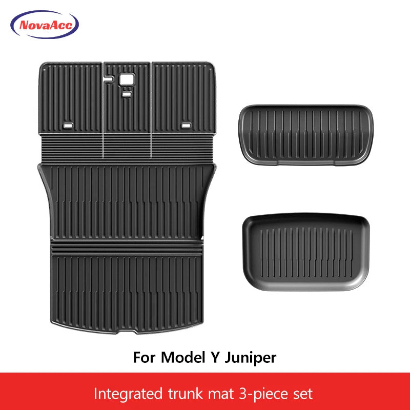 For Tesla Model Y Juniper 2025 2026 Trunk Mat TPE Waterproof Anti-Slip Anti-Scratch Integrated Cargo Liner Car Backrest Pad