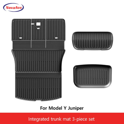 For Tesla Model Y Juniper 2025 2026 Trunk Mat TPE Waterproof Anti-Slip Anti-Scratch Integrated Cargo Liner Car Backrest Pad