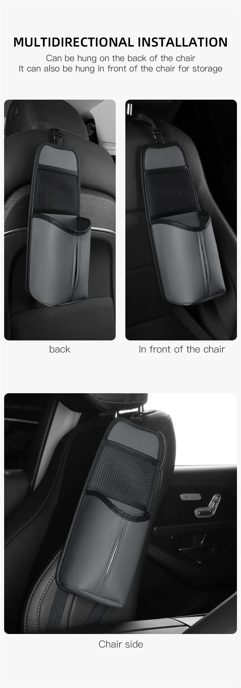 Car Seat Back Bag With Tissue Holder Car Seat Side Storage Bag Car Multifunctional Hanging Drink Holder Mesh Storage Pocket