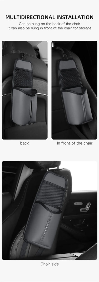 Car Seat Back Bag With Tissue Holder Car Seat Side Storage Bag Car Multifunctional Hanging Drink Holder Mesh Storage Pocket