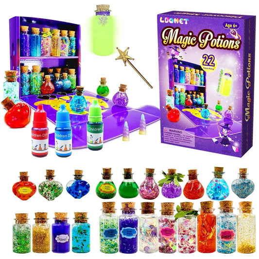 DIY Fairy Magical Potions Kit for Kids Potion Making Set Fairy Potion Bottles Craft Toy Science Set Magic Kits(22pcs）
