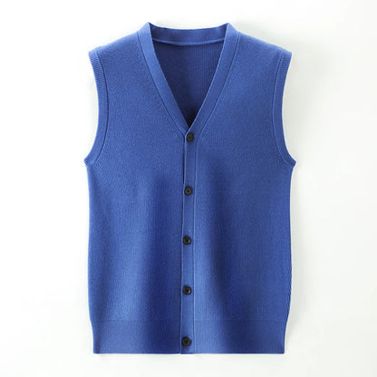 Level 4 Super Anti-pilling Top Grade Pleuche New Winter V Neck Woolen Fashion Brand Knit Cardigan Casual Sweater Vest Sleeveless