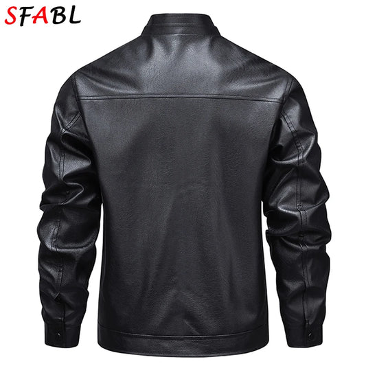 New Fashion Leather Jacket Men Autumn Winter Men's Motorcycle Jacket Biker Warm Windbreak PU Leather Coat Men Outerwear Black