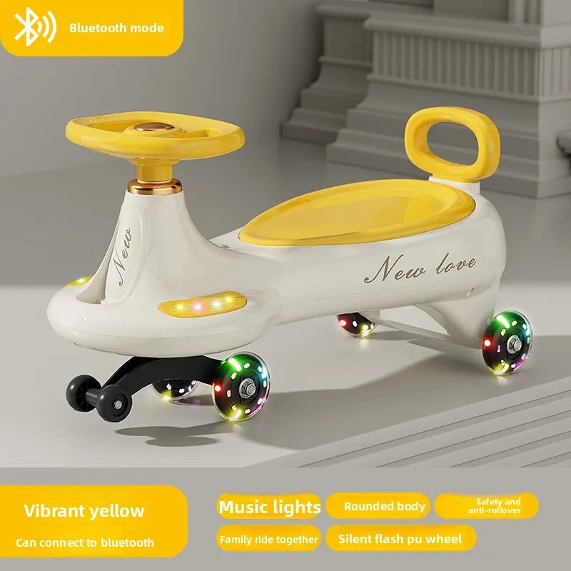 Kids Twist Car Ride Toy Silent Wheels Swivel Adult Seating Children's Wiggle Car Children Swinging and Twisting Car