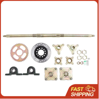 Heavy Duty 740mm Go Kart Rear Axle Kit with 37T Sprocket & Brake Disc for 50-150CC DIY ATVs Quads Drift Trikes