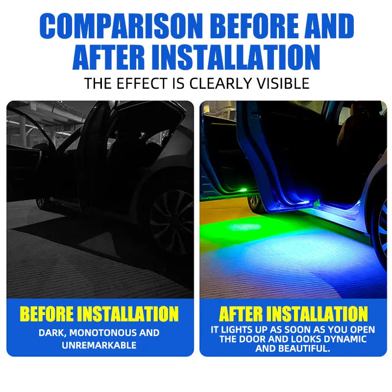 2/4pcs Car LED Door Light USB Charging Wireless Door Warning Lights Safe Anti-collision Signal Lamp Welcome Atmosphere Light