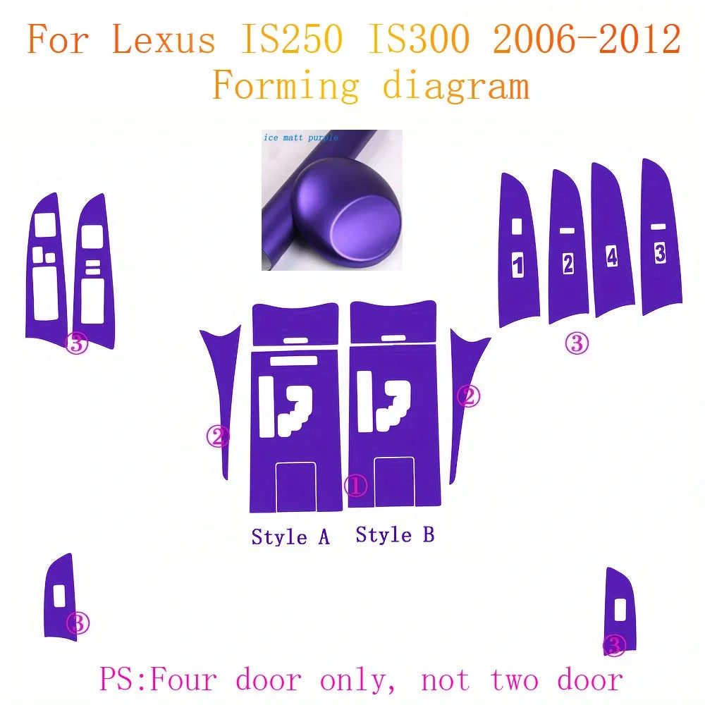For Lexus IS250 IS300 2006-2012 Interior Central Control Panel Door Handle Carbon Fiber Stickers Decals Car styling Accessorie