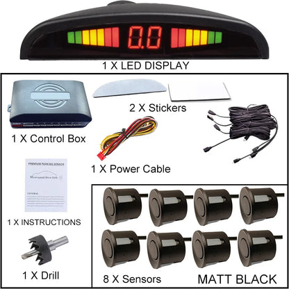 Multi-radar LED Display Parking Sensor Kit 6/8 Probe Backup Radar Detector 12 Colors Car Parking Assistance System