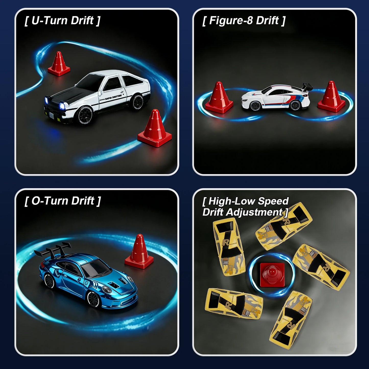 1/64 High Speed Drift RC Car with Light 2.4G 4WD Remote Control Car Mini Racing Model Cars Desktop Full Proportion Cars Gifts