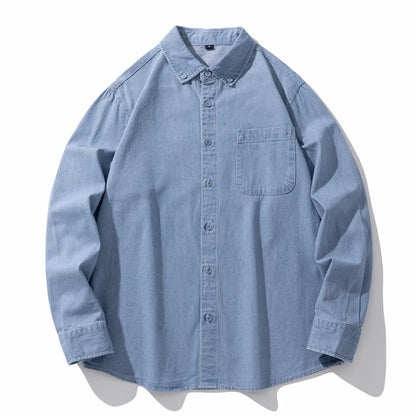 Classic Black Denim Shirt Men's Autumn New Fashion Loose Korean Casual Long-sleeved Jean Shirts Comfortable Male Clothes