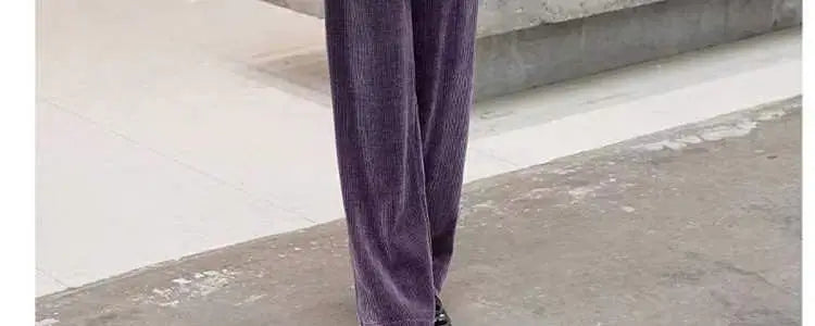 Fashionable Corduroy Set Women's Autumn Winter New Style Elegant Lady Fragrance Wind Coat Wide Leg Pants Two Piece Suit