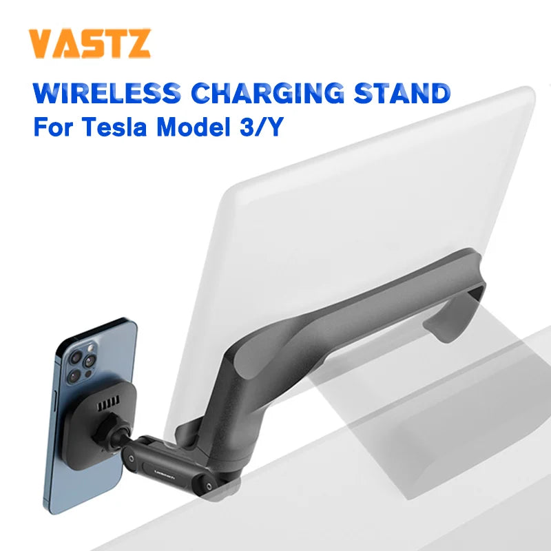 VASTZ Adjustable Wireless Charger Mobile Phone Mount Central Control Screen Magnetic Car Cell Phone Holder For Tesla Model 3 Y