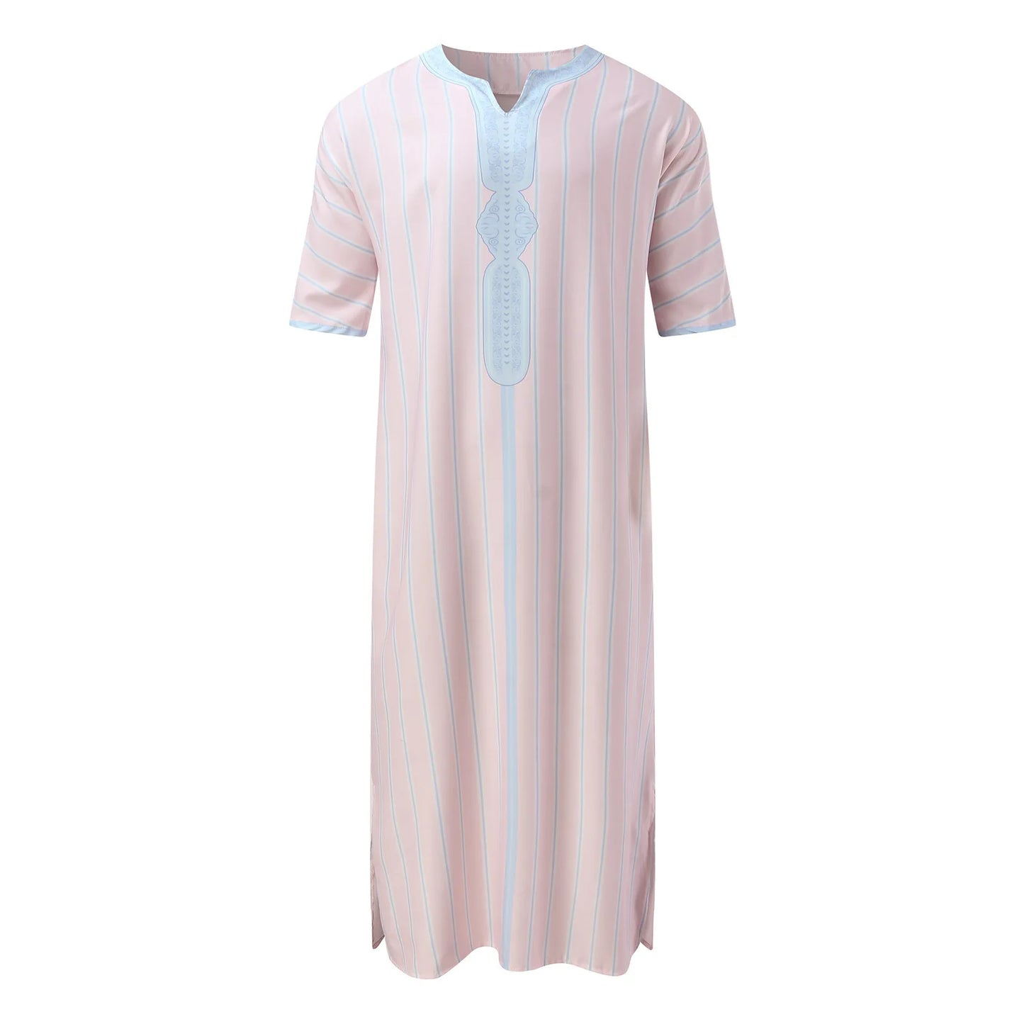 Men's Summer Islamic Robe 2026 Loose Moroccan Kaftan 3D Digital Print Middle East Traditional Muslim Thobe for Cultural Events