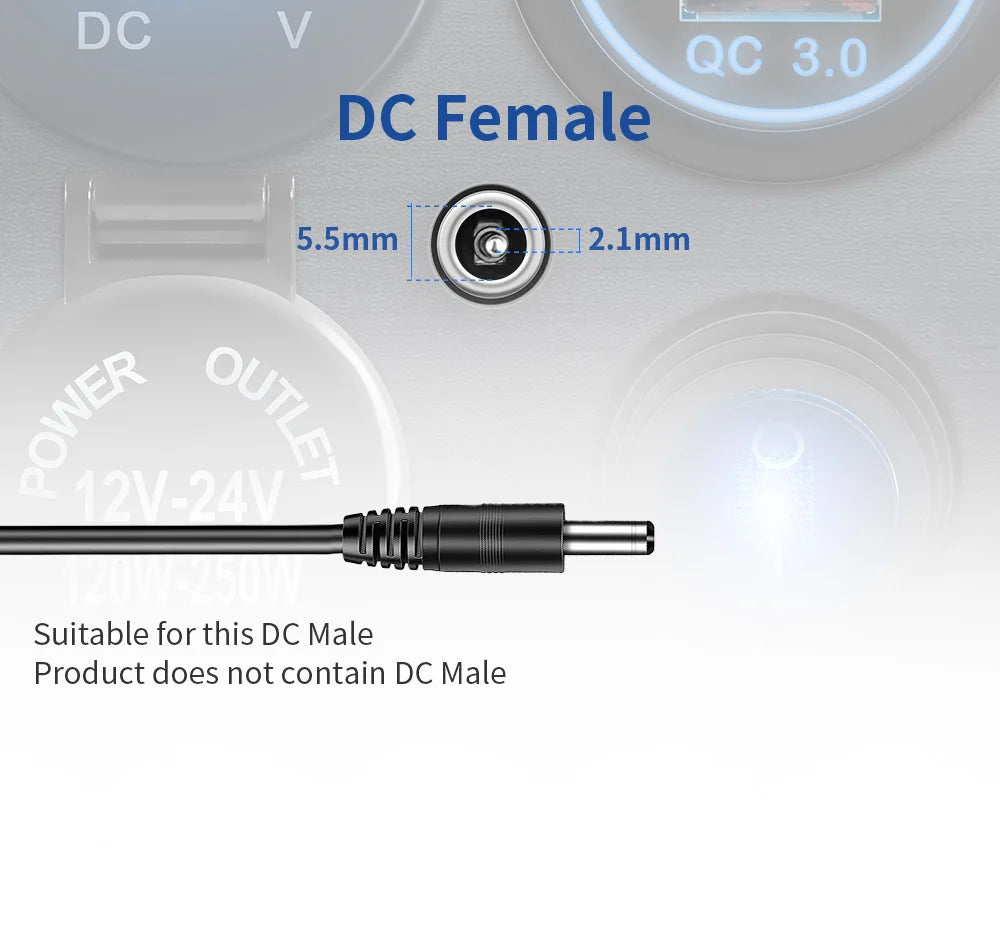 12v Usb Dual Car Cigarette Lighter Socket Charger Mobile Phone Power Waterproof Usb Port Adapter 5v Sockets Voltmeter Digital