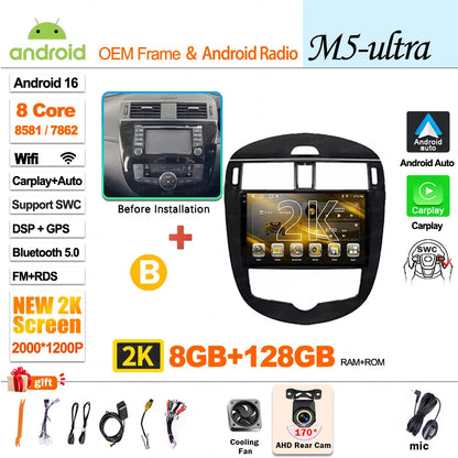9 inch for Nissan Pulsar 6 NB17 2014 - 2018 Android 16 Wireless CarPlay Car Radio Video Multimedia Player GPS Navi DSP Stereo 4G