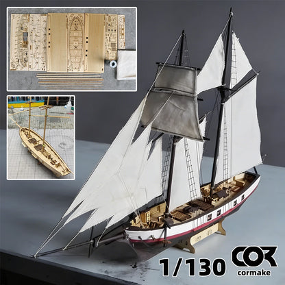 1/130 American Baltimore Schooner 2masted Schooner Harvey 1847 Line Classical Sailboat Ship Boat Galleon Wooden Scale Model Kit