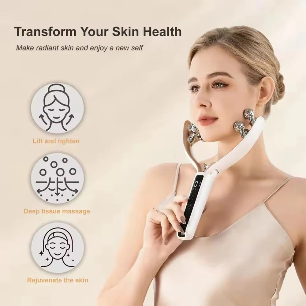 NEW RF EMS Micro Current Roller Face Slimming Artifact V Face Beauty Firming Lifting Face Facial Massage Instrument