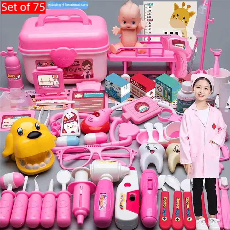 Doctor Nurse Role Play Set Medical Tools With Stethoscope Injectors In A Pretend Play Trolley Box Ideal Gift for Kids Boys girls