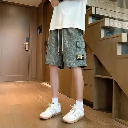 Men's American Workwear Summer Shorts Loose Fit Casual Sporty Lightweight Straight Leg High Street Trendy Versatile Mid-Length