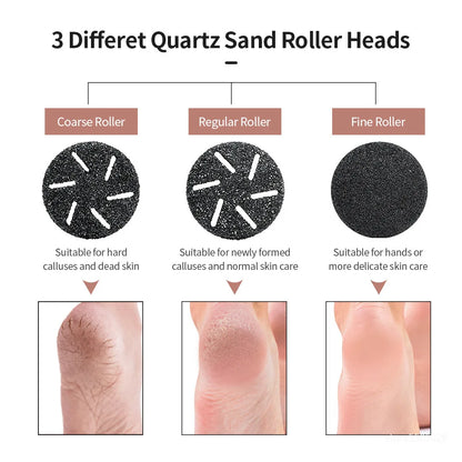Electric Foot File Callus Remover, 3 Heads Auto Dust Vacuuming Rechargeable 2 Speed Heel Dead Skin Grinder with Pedicure Tools