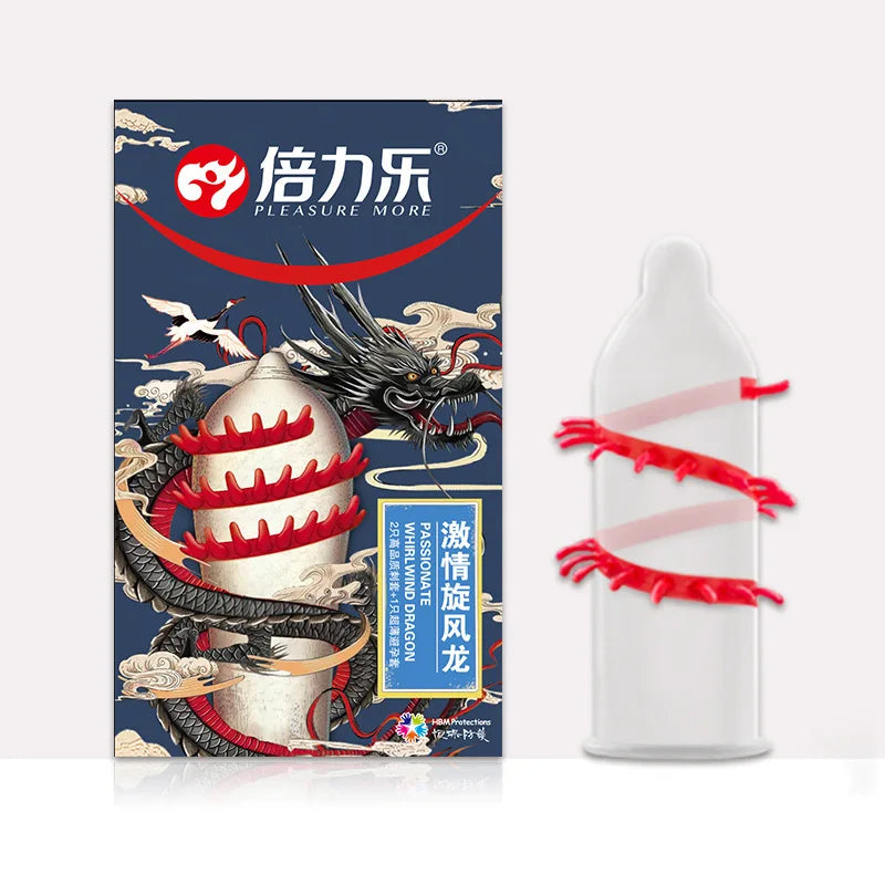 Ultra-Thin Lubricated Condoms Large Particles Ribbed Dotted Granular Passionate Contracepation Sex Toys for Men Penis Sleeves