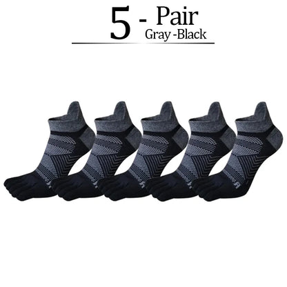 5 Pairs/lot Man Sport 5 Finger Socks Cotton Solid Sweat-Absorbing Breathable Shallow Mouth Fitness Travel Ankle Boat Toe Socks
