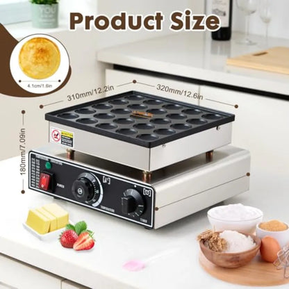 Commercial Mini Dutch Pancake Maker 25PCS Non-stick Dorayaki Grill Stainless Steel Muffin Waffle Maker Electric Hotcakes Machin