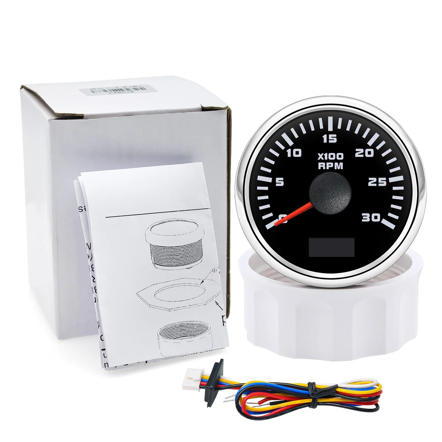 3000/4000/6000/7000/8000 RPM Gauge with Hourmeter Gauge 52mm Tachometer Waterproof 7 Color Backlight Tacho Gauge For Car Boat