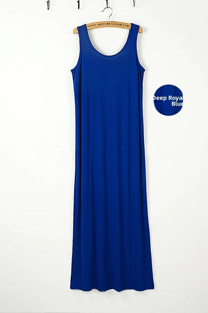 Spring Summer 2026 Women's Modal Long Sleeveless Dress Beachwear Base Layer Vest Skirt Large Size Korean Style Commute