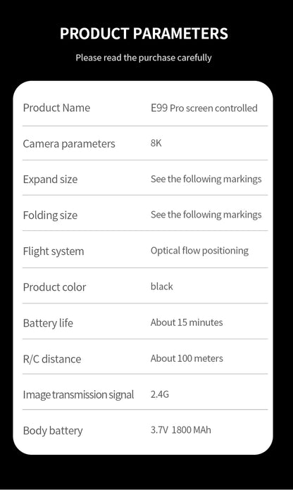 E99 Pro Drone Screen remote control Quadcopter Remote Four Axis Aircraft 8K HD Photography UAV Altitude Fixation Helicopter Toy