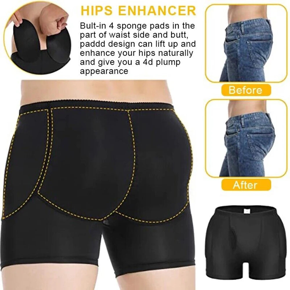 Men's Boxer Shorts Padded Breathable Butt Beautiful Thick Butt Sexy Fake Fleshy Hip Panties Boxer Panty Underwear Body Shaper