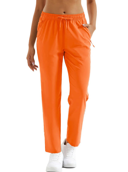 TACVASEN Womens Quick Dry Lightweight Hiking Pants Water Resistant Travel Pants with Zip Pockets Elastic Waist Golf Trousers